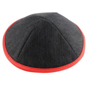 כיפה ג'ינס עם סרט בורדו 17 ס"מ