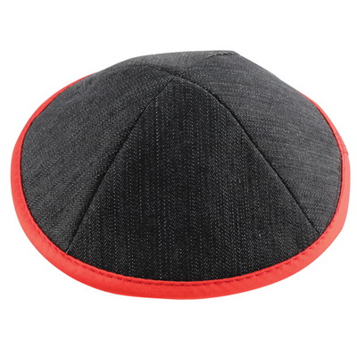 כיפה ג'ינס עם סרט בורדו 17 ס"מ