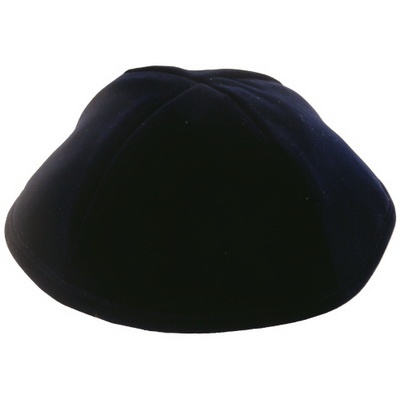 * כיפה קטיפה משי כחול כהה גודל 4  4 חלקים עם סרט 20 ס"מ