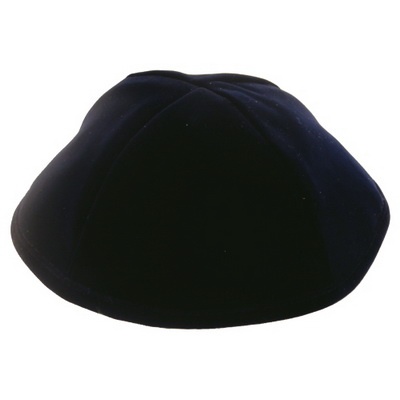 * כיפה קטיפה פלוש אפור 4 חלקים גודל 3 19 ס"מ עם סרט