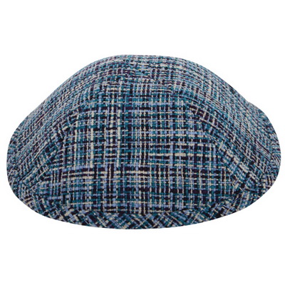 כיפה בד  19 ס"מ פסים תכלת בורדו סגולים