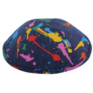 כיפה בד  19 ס"מ כחול עם נטזים צבעוניים