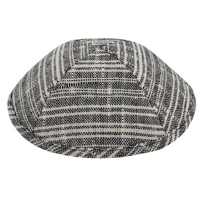 כיפה בד  19 ס"מ  פסים שחור אפור