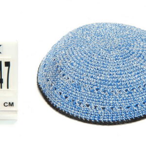 כיפה בד  19 ס"מ כחול עם עוגן