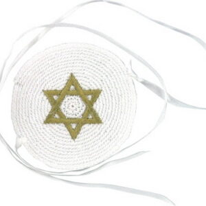 כיפה סרוגה מגן דויד בזהב