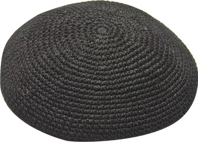 כיפה סרוגה 15 ס"מ שחור חלק