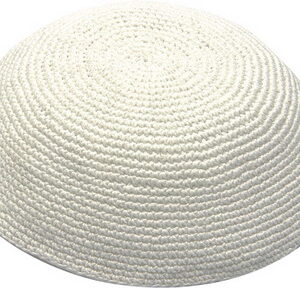 כיפה סרוגה 19 ס"מ לבן חלק
