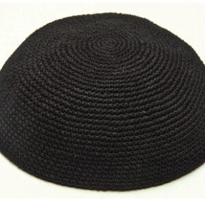 * כיפה סרוגה 16 ס"מ שחור חלק