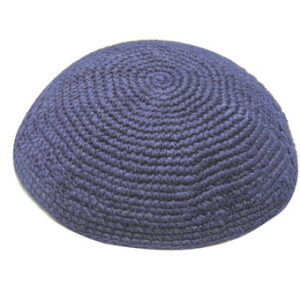 * כיפה סרוגה 17 ס"מ כחול חלק