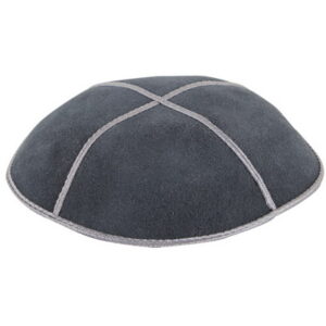  כיפה עור אפור 16 ס"מ