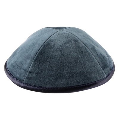 * כיפה קטיפה כחול כהה 19 ס"מ עם מקום לסיכה