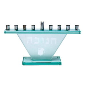 :חנוכיה זכוכית "משולש" 13 ס"מ