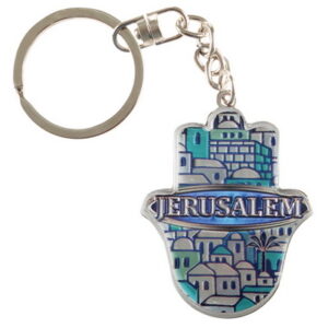  מחזיק מפתחות חמסה אפוקסי 5 ס"מ "ירושלים" עברית