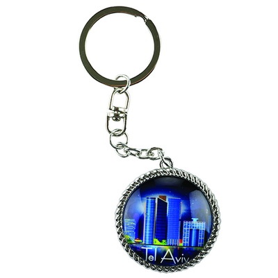 מחזיק מפתחות אפוקסי 4 ס"מ "תל אביב" עם תפילת הדרך בעברית