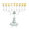 חנוכיה "יהלום" צפוי ניקל בתי נר זהב 28 ס"מ