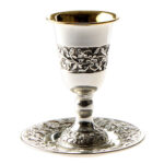 UK42026 גביע קידוש ציפוי כסף טהור 925 מהודר עם רגל ותחתית 13 ס