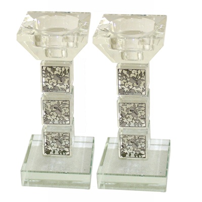 זוג פמוטי קריסטל עם פלקטה "רימונים" 15 ס"מ