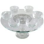 מגש פסח קריסטל עם רגל ופלקטה 20 ס"מ