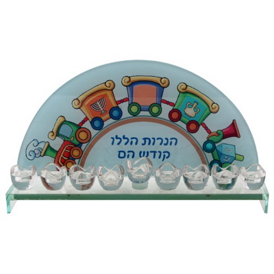 חנוכיה זכוכית רכבת ילדים 11*23 ס
