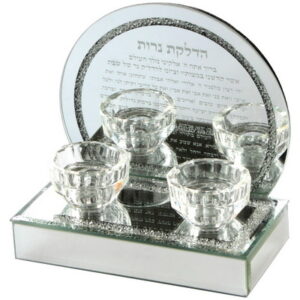  פמוטי זכוכית עם אבנים "הדלקת נרות" 14*17 ס"מ