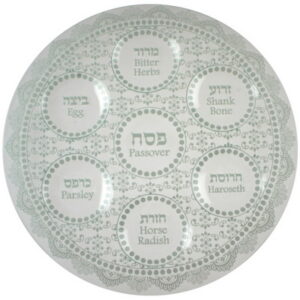 צלחת פסח זכוכית 40 ס"מ לבן