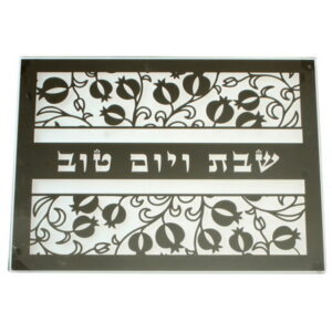  מגש חלה זכוכית עם פלקטה 27x38 ס"מ