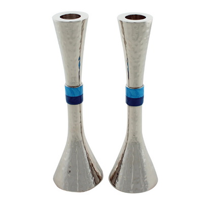 פמוטי אלומניום מרוקע עם שילוב צבעוני 22 ס"מ