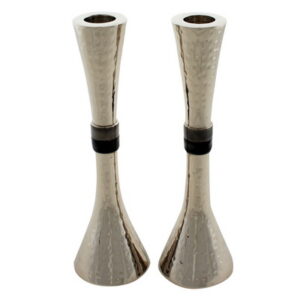 פמוטי אלומניום מרוקע עם שילוב צבעוני 22 ס"מ