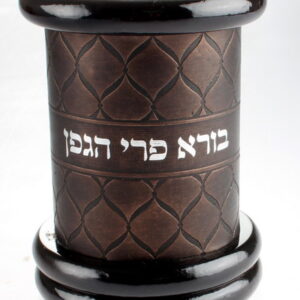 מעמד לבקבוק יין עץ מהגוני עם עור 15*10 ס"מ