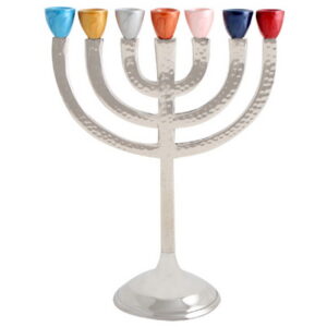 מנורה 7 קנים אלומניום מרוקע קנים צבעוניים 28 ס"מ