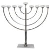 חנוכיית מתכת עם ראשי קריסטל 76 ס"מ