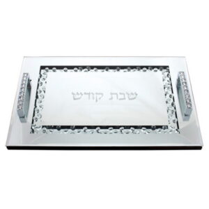 גג  מגש חלה זכוכית משובץ באבנים 40x25 ס"מ