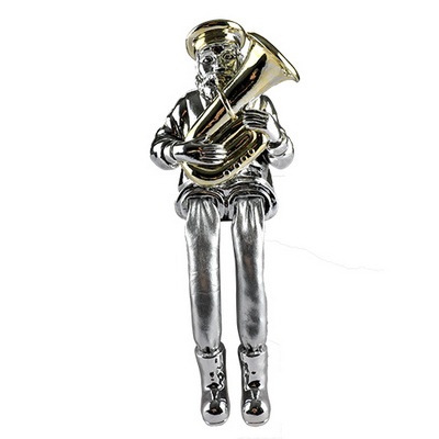 חסיד יושב מפוליריזן מוכסף עם רגלי בד כסף מנגן בטובה 20 ס"מ