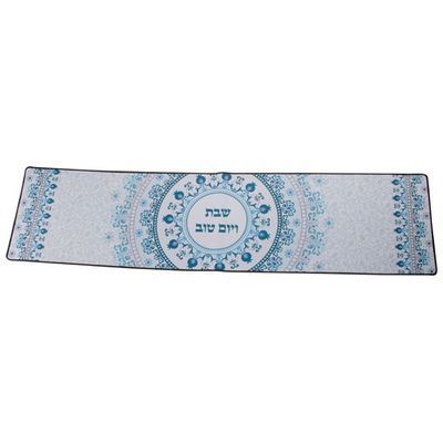 ראנר מבודד חום למפת שולחן "עיטורים" גווני כחול 123x30 ס"מ