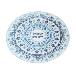 תחתית לסיר זכוכית בלתי שבירה מודפסת "עיטורים" גוונים כחול