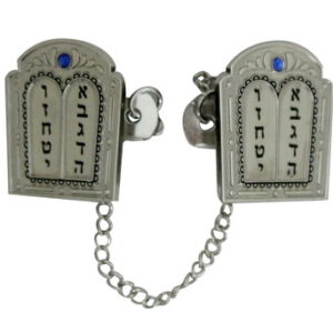 קליפס לטלית ניקל "לוחות הברית" עם שרשרת 16 ס"מ
