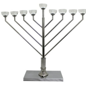 חנוכיה מתכת חבד עם קריסטל 75 ס"מ