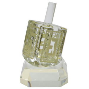 סביבון קריסטל עם פלקטה זהב ובסיס נ.ג.ה.פ 12 ס"מ