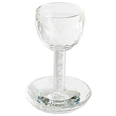 גביע קריסטל מהודר עם אבנים 17 ס"מ