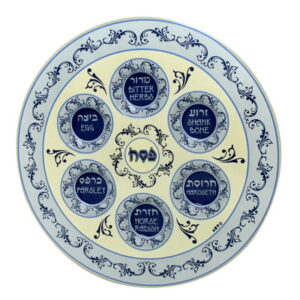 צלחת פסח זכוכית 33 ס"מ עיטורים