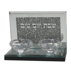 פמוטי זכוכית מהודרים עם אבנים 12*8 ס"מ