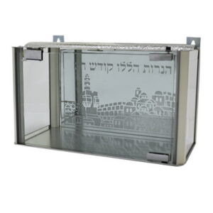 חנוכית פרופיל נרוסטה וזכוכית 20*40*50 ס"מ