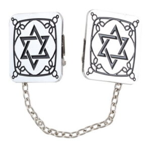 קליפס לטלית ניקל מגן דויד 3X3 ס"מ עם שרשרת