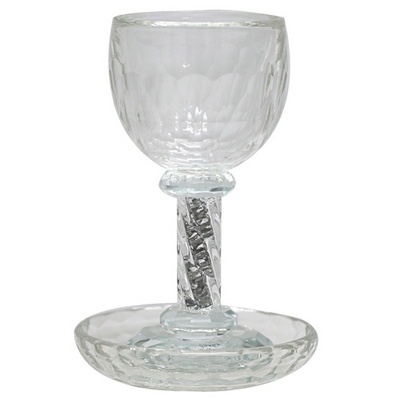 גביע קריסטל מהודר עם אבנים כסף 16 ס"מ