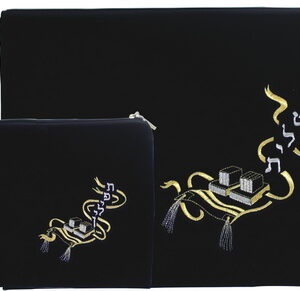  @ סט טלית תפילין קטיפה כחול כהה פינה 