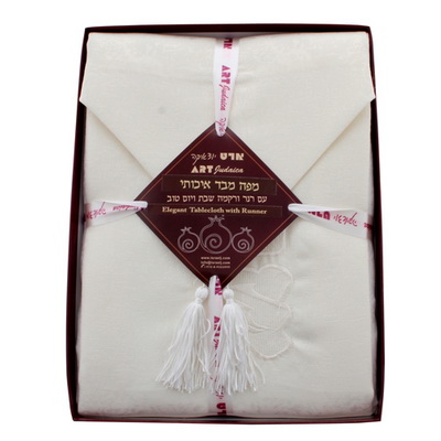 מפת שולחן עם רנר בז' 140x350 ס"מ