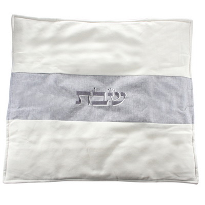 כיסוי פלטה פשתן גווני בז' עם רקמה "שבת" 75x65 ס"מ