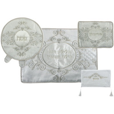 סט פסח מפואר 4 חלקים כיסוי פסח+אפיקומן+כרית הסבה+מגבת