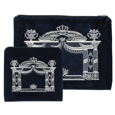 סט טלית תפילין קטיפה גרמנית מהודר 38x29 ס"מ