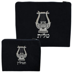 סט טלית תפילין קטיפה מדיום עם ריקמה 36*29 ס"מ